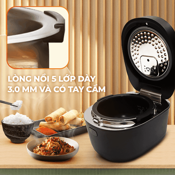 Nồi cơm điện cao tần Sharp 1.2 lít KS-IH122V-BK lòng nồi dầy dặn